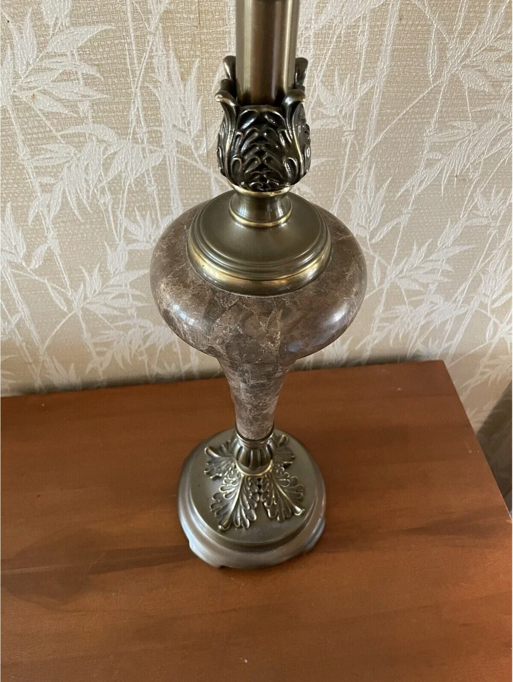 Vintage Marble & Brass Table Lamp – Ornate Base, Art Deco Style